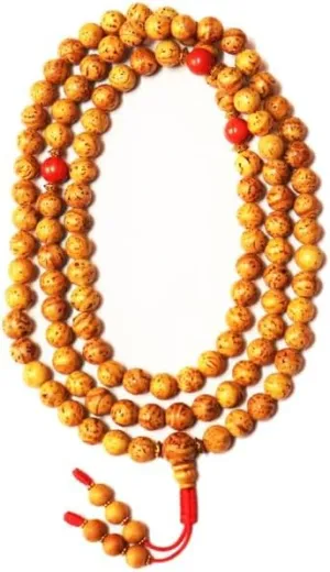 Natural Bodhi Seed,coral 8mm 108 Mala Beads, Spiritual, Meditation Beads, Reiki, Japa Mala, Buddhist Prayer Beads, Yoga Bracelet, healing beads LKMALA-RRGU-681