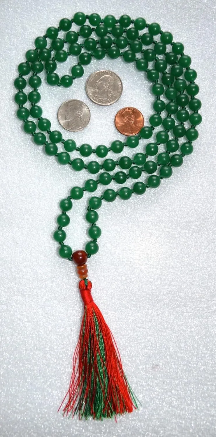 Natural Green Aventurine, carnelian 6mm 108 Mala Beads, Spiritual, Meditation Beads, Reiki, Japa Mala, Buddhist Prayer Beads, Yoga Bracelet, healing beads LKMALA-RRGU-1689