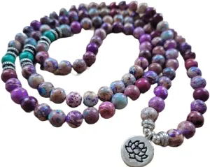 Natural Imperial Jasper 8mm 108 Mala Beads, Spiritual, Meditation Beads, Reiki, Japa Mala, Buddhist Prayer Beads, Yoga Bracelet, healing beads LKMALA-RRGU-1506