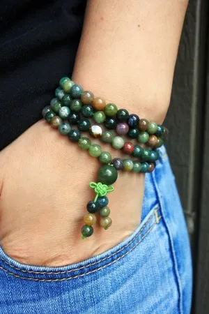 Natural Indian Agate 6mm 108 Mala Beads, Spiritual, Meditation Beads, Reiki, Japa Mala, Buddhist Prayer Beads, Yoga Bracelet, healing beads LKMALA-RRGU-3366