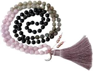 Natural Kunzite Labradorite and Tourmaline 6mm 108 Mala Beads, Spiritual, Meditation Beads, Reiki, Japa Mala, Buddhist Prayer Beads, Yoga Bracelet, healing beads LKMALA-RRGU-2176