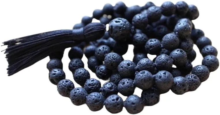 Natural Lava 8mm 108 Mala Beads, Spiritual, Meditation Beads, Reiki, Japa Mala, Buddhist Prayer Beads, Yoga Bracelet, healing beads LKMALA-RRGU-2966