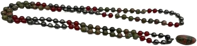Natural Pyrite, Carnelian, Unakite 6mm 108 Mala Beads, Spiritual, Meditation Beads, Reiki, Japa Mala, Buddhist Prayer Beads, Yoga Bracelet, healing beads LKMALA-RRGU-1978