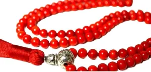 Natural Red Coral 6mm 108 Mala Beads, Spiritual, Meditation Beads, Reiki, Japa Mala, Buddhist Prayer Beads, Yoga Bracelet, healing beads LKMALA-RRGU-1816