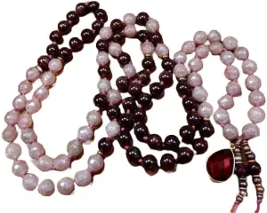 Natural Red Garnet,Mystic Rose Quartz 8mm 108 Mala Beads, Spiritual, Meditation Beads, Reiki, Japa Mala, Buddhist Prayer Beads, Yoga Bracelet, healing beads LKMALA-RRGU-1488