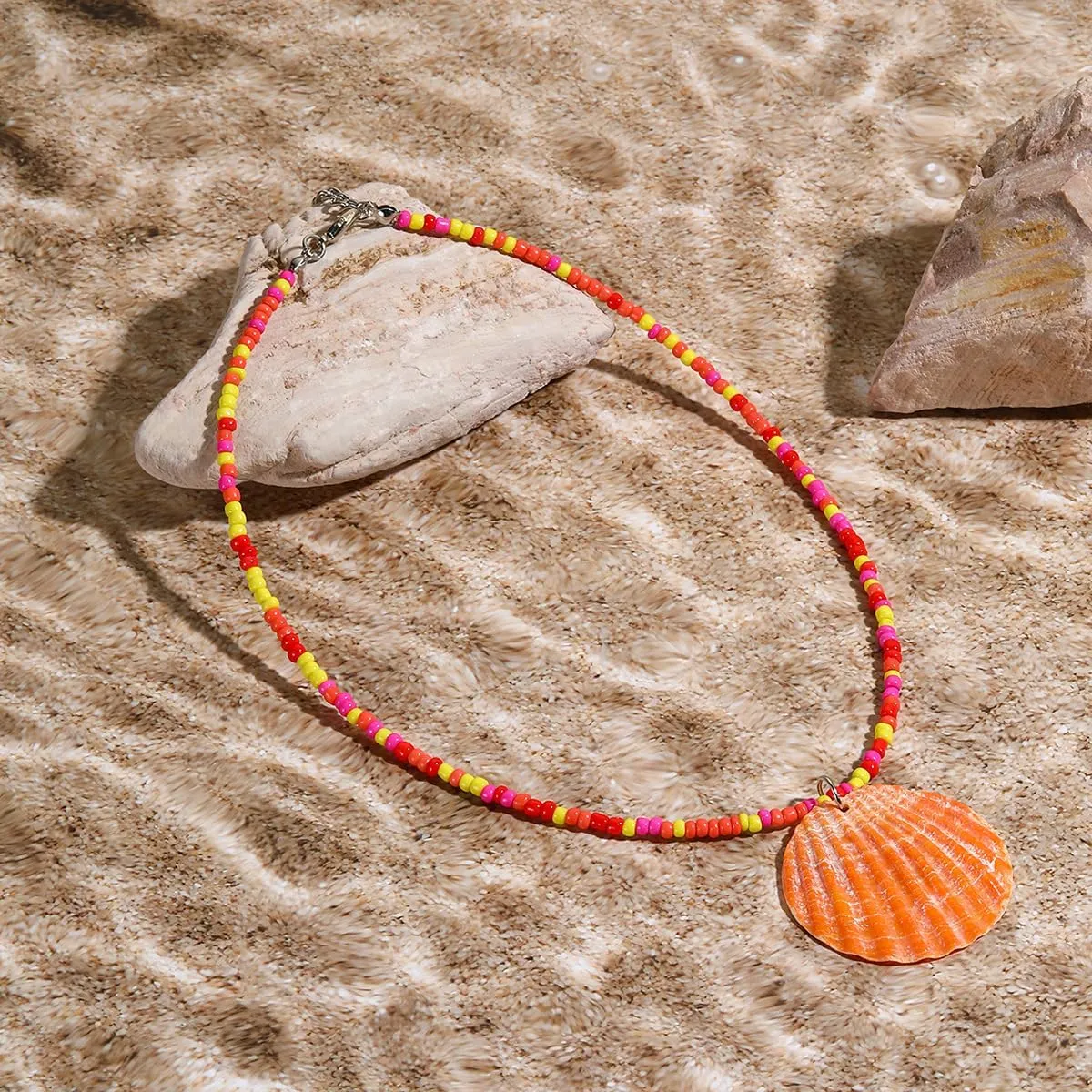Natural Seashell Shell Pendant Choker Necklace for Women Handmade Braided Bohemian Turquoise Scallop Summer Necklace Vacation Surfer Beach Friendship Jewelry