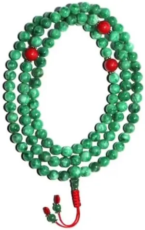 Natural Taiwanese Jade,coral 8mm 108 Mala Beads, Spiritual, Meditation Beads, Reiki, Japa Mala, Buddhist Prayer Beads, Yoga Bracelet, healing beads LKMALA-RRGU-758