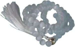 Natural white cat's eye 8mm 108 Mala Beads, Spiritual, Meditation Beads, Reiki, Japa Mala, Buddhist Prayer Beads, Yoga Bracelet, healing beads LKMALA-RRGU-1928