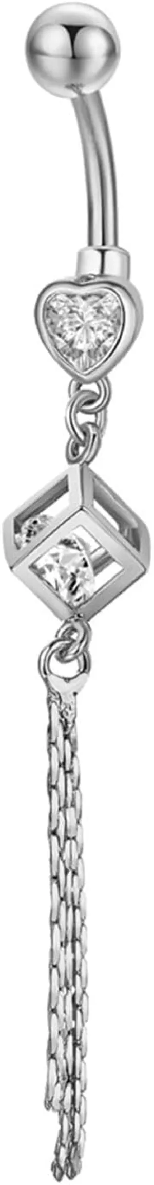 Navel Rings, Navel Rings Surgical Steel Short Surgical Steel 14G Belly Ring for Women Fringed Cubic Zirconia Design Beach Parties