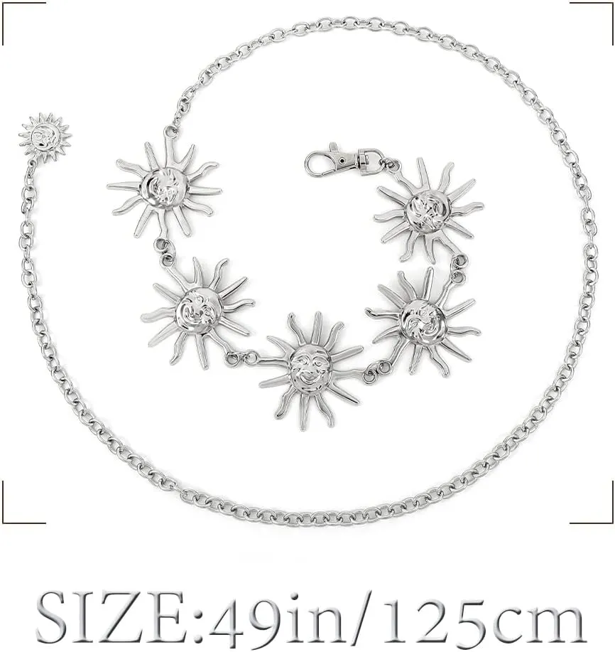 Navoky Moon Star Metal Waist Chain Sun Pendant Belly Belt Body Chains Jewelry Accessories for Women and Girls