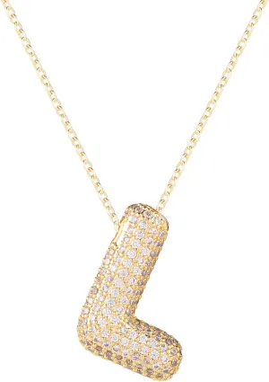 Necklace for Women, Gold Alphabet Necklace Crystal Personalized Diamond Letter Necklace Initial Bubble Pendant Fashion Zircon Jewelry Gift for Teen Girls Girlfriend
