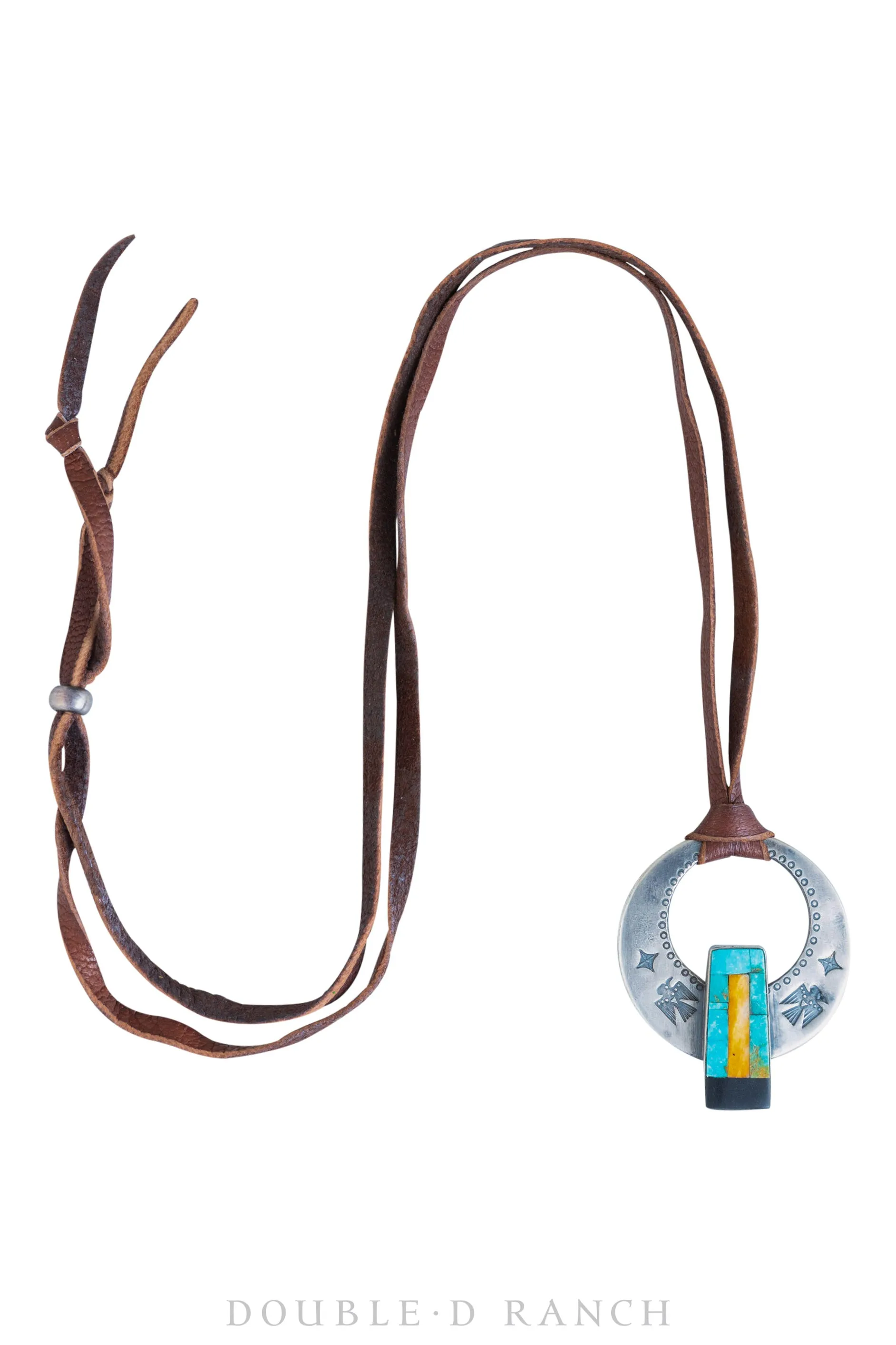 Necklace, Leather Thong, Stone Naja, Jesse Robbins Artisan, Hallmark, Contemporary, 1665
