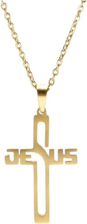 New 2025 Arrival Jesus Cross Hollow Pendant Necklaces For Women Men Christian Chocker Stainless Steel With For You Accessories Trendy Creative Gift