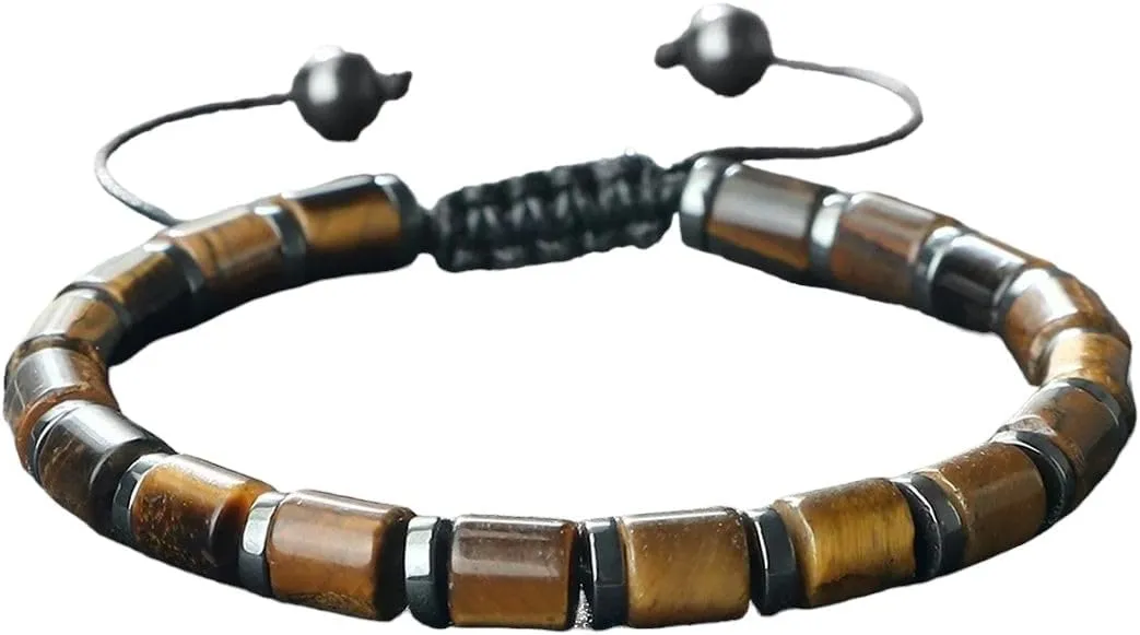 New 2025 Handmade 6 * 6Mm Cylindrical Bead Woven Trendy Bracelets For Women Men Classic Adjustable Bracelet Lucky Prayer Tiger Eye Jewelrys Fashion Accessories Creative Gift