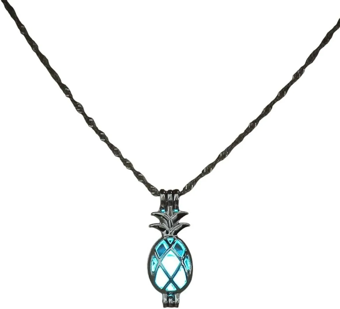 New 2025 Unisex 8 Styles Glow In The Dark Necklaces For Women Mermaid Key Owl Dragon Pineapple Luminous Beads Cage Pendant Fashion Jewelry Trendy Accessories Creative Gift For Women And Men