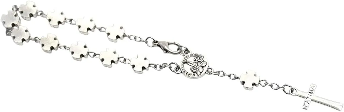 New For Trendy 2025 Classic Silver Plated Cross Pendant Rosary Bracelets For Men Women Christian Catholic Religious Belief Prayer Jewelry Gifts Fashion Accessories Creative Gift