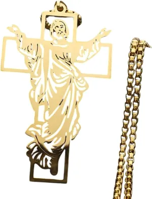 New For Trendy 2025 Jesus Cross Stainless Steel Pendant Necklace Gold Color For Women/Men Religious Christian Necklaces Jewelry Collier Jewelry Fashion Accessories Creative Gift