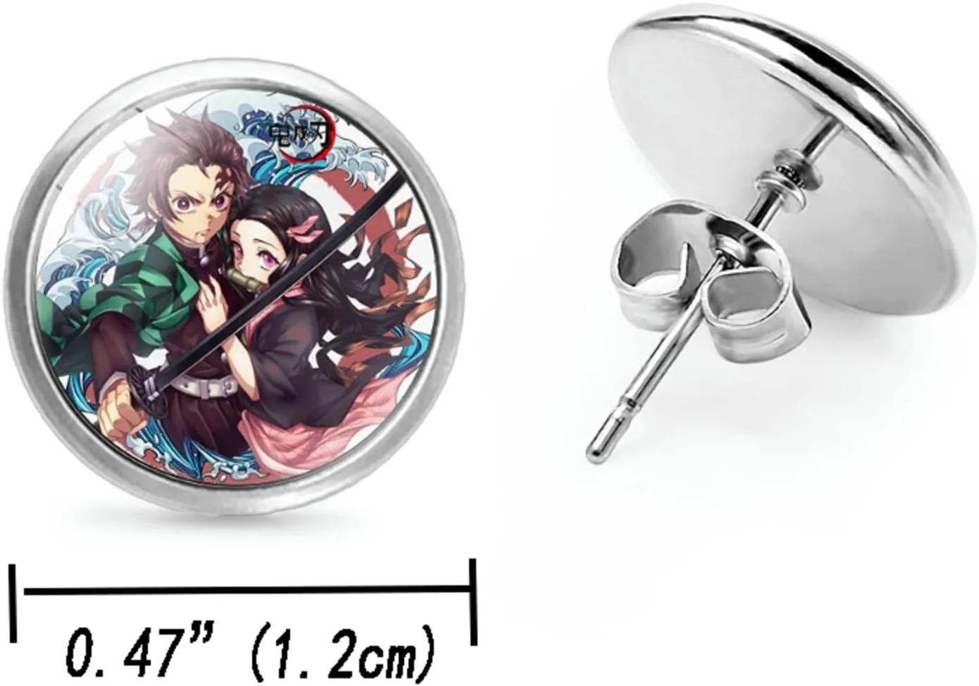 Nezuko Kamado Anime Jewelry Set Glass Dome Crescent Moon Pendant Charm Necklace, Earrings, Bracelet Jewelry Set Gifts for Women Girls