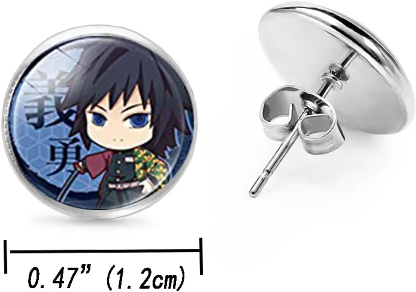 Nezuko Kamado Anime Jewelry Set Glass Dome Crescent Moon Pendant Charm Necklace, Earrings, Bracelet Jewelry Set Gifts for Women Girls