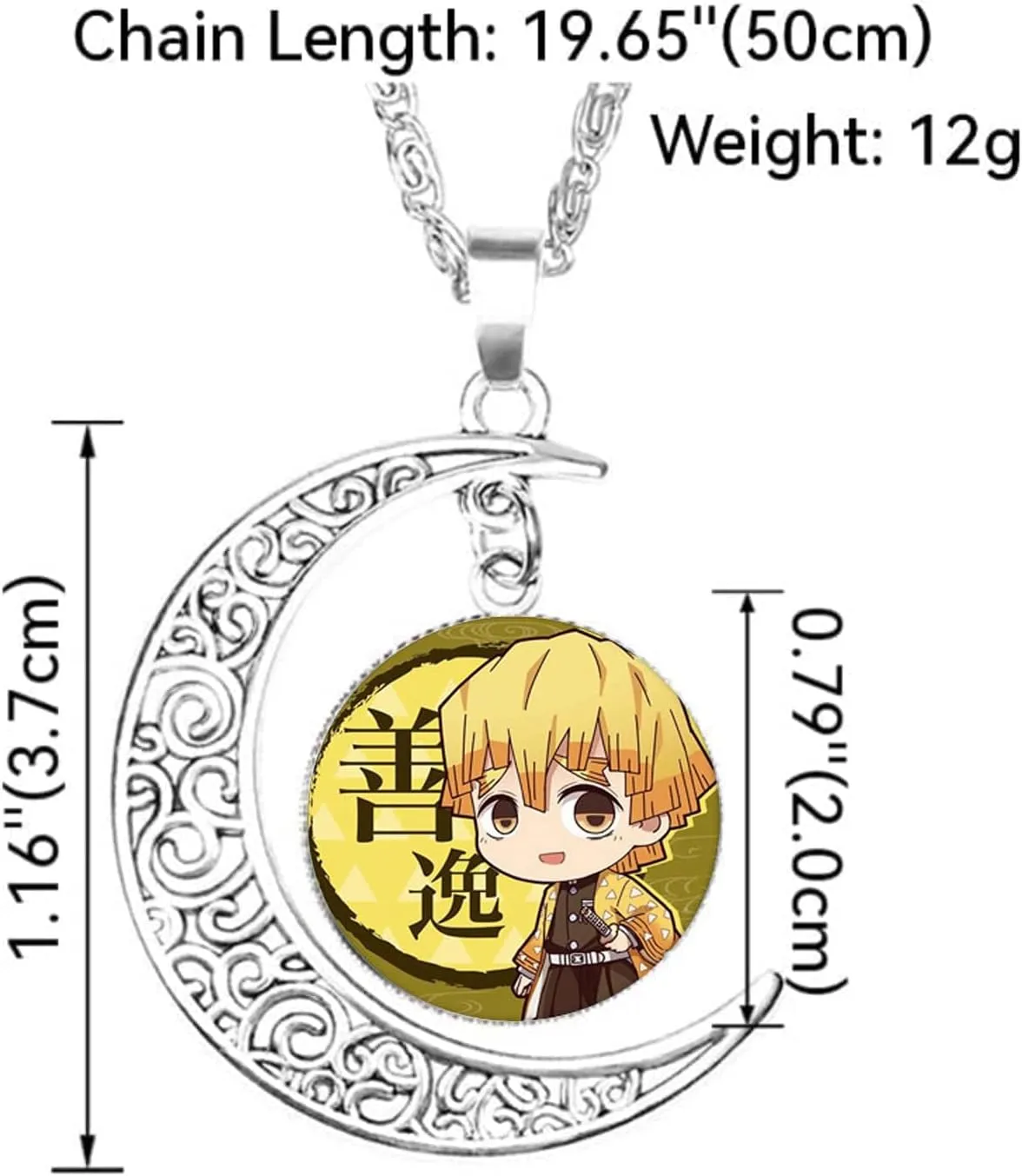 Nezuko Kamado Anime Jewelry Set Glass Dome Crescent Moon Pendant Charm Necklace, Earrings, Bracelet Jewelry Set Gifts for Women Girls