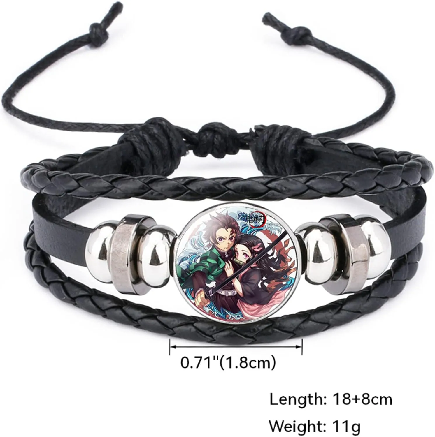 Nezuko Kamado Anime Jewelry Set Glass Dome Crescent Moon Pendant Charm Necklace, Earrings, Bracelet Jewelry Set Gifts for Women Girls