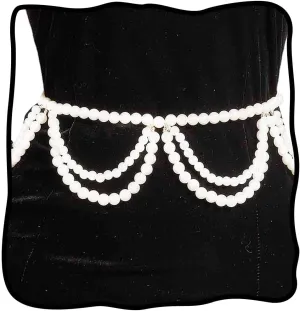 Nicute Pearl Body Chains Layered Waist Chain Beach Bikini Belly Chain Fashion Rave Party Body Jewelry Accessories for Women and Girls