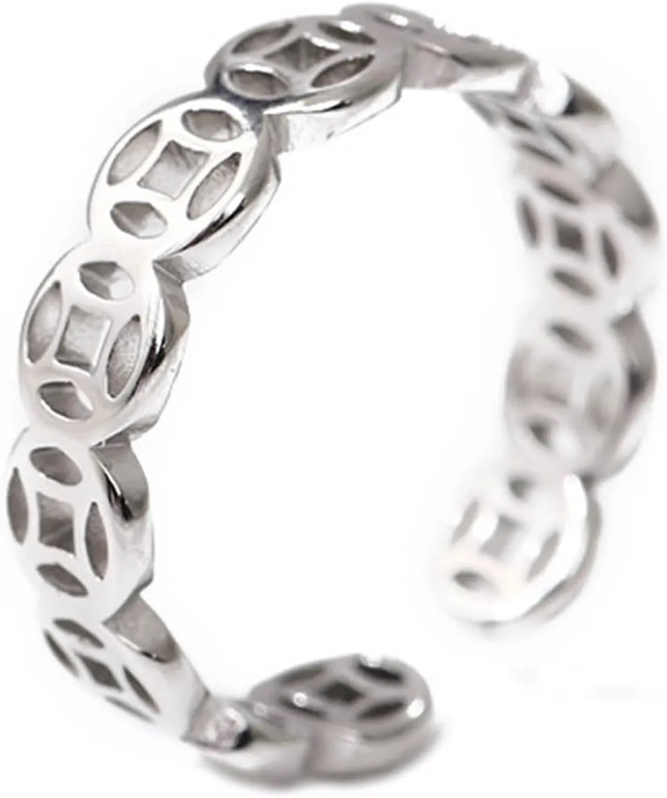 NUEAYMS Vintage Money Catcher Coin for Women Men Fashion Versatile Finger Rings Wealth Luckly Stainless Steel Jewelry