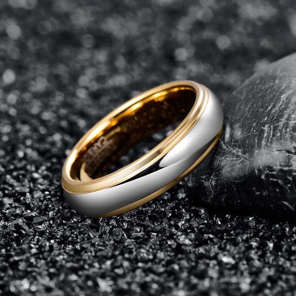 NUNCAD Tungsten Rings for Men Custom Engraved Ring Women 4mm/6mm/8mm Gold Silver Two-Tone Wedding Bands Step Edges Comfort Fit Size 5-12