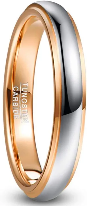 NUNCAD Tungsten Rings for Men Custom Engraved Ring Women 4mm/6mm/8mm Gold Silver Two-Tone Wedding Bands Step Edges Comfort Fit Size 5-12