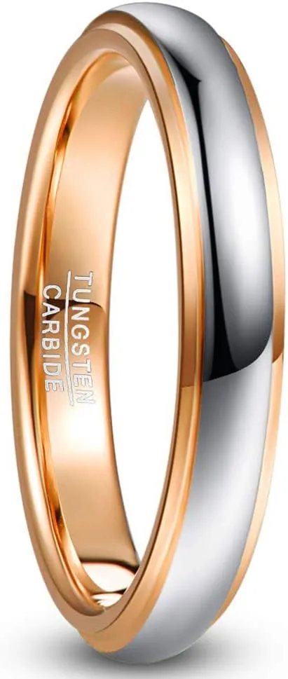 NUNCAD Tungsten Rings for Men Custom Engraved Ring Women 4mm/6mm/8mm Gold Silver Two-Tone Wedding Bands Step Edges Comfort Fit Size 5-12