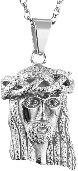 OIDEA Stainless Steel Classic Christian Jesus Head Pendant Hip Hop Necklace for Women and Wen