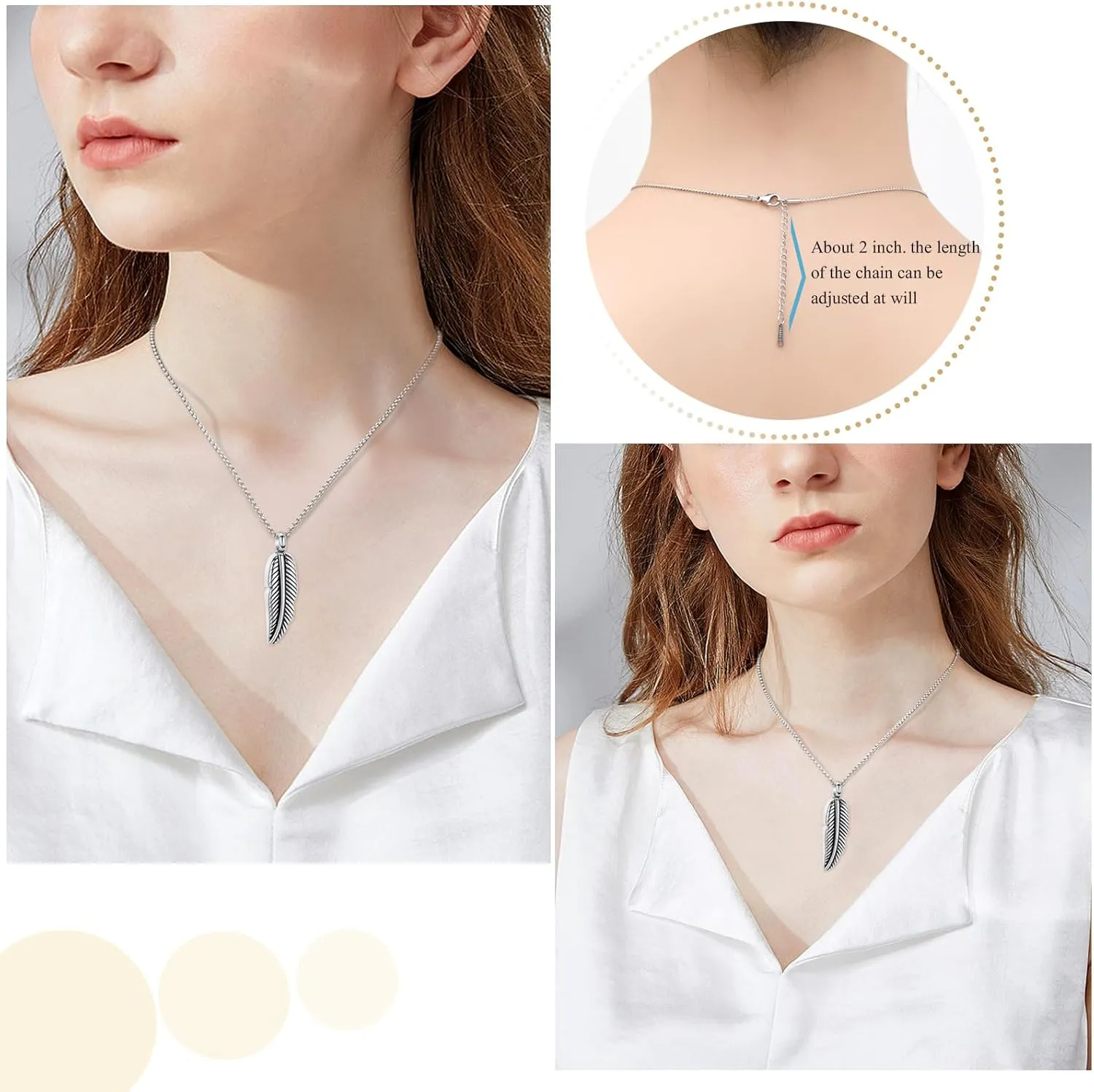 Oinsi Stainless Steel Feather Urn Necklace Hold Cremation Ashes Keepsake Memorial Jewelry  Box Fill Kits