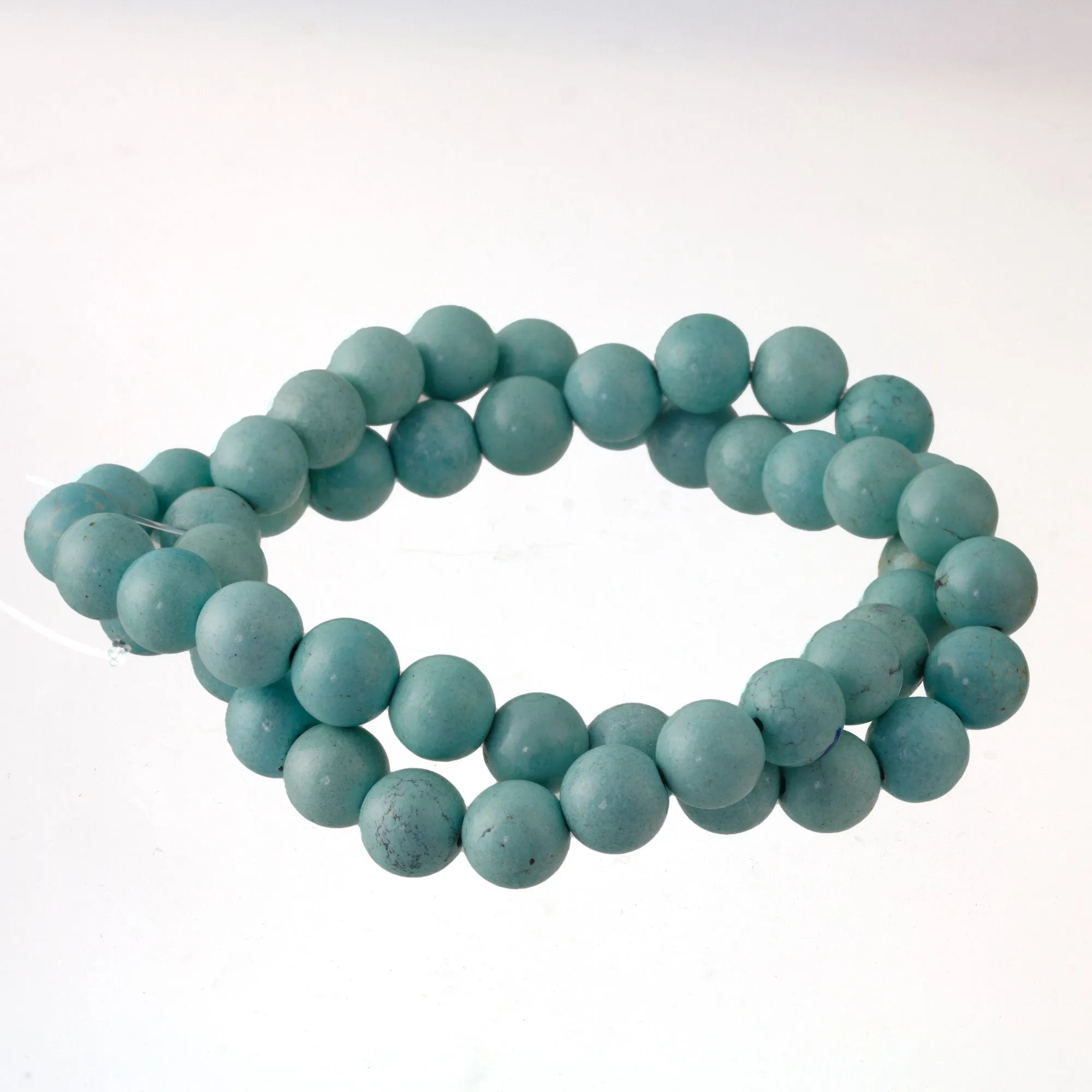 Old stock natural AA quality Hubei turquoise, 7-7.5mm smooth round beads. Pkg8. b4-tur477