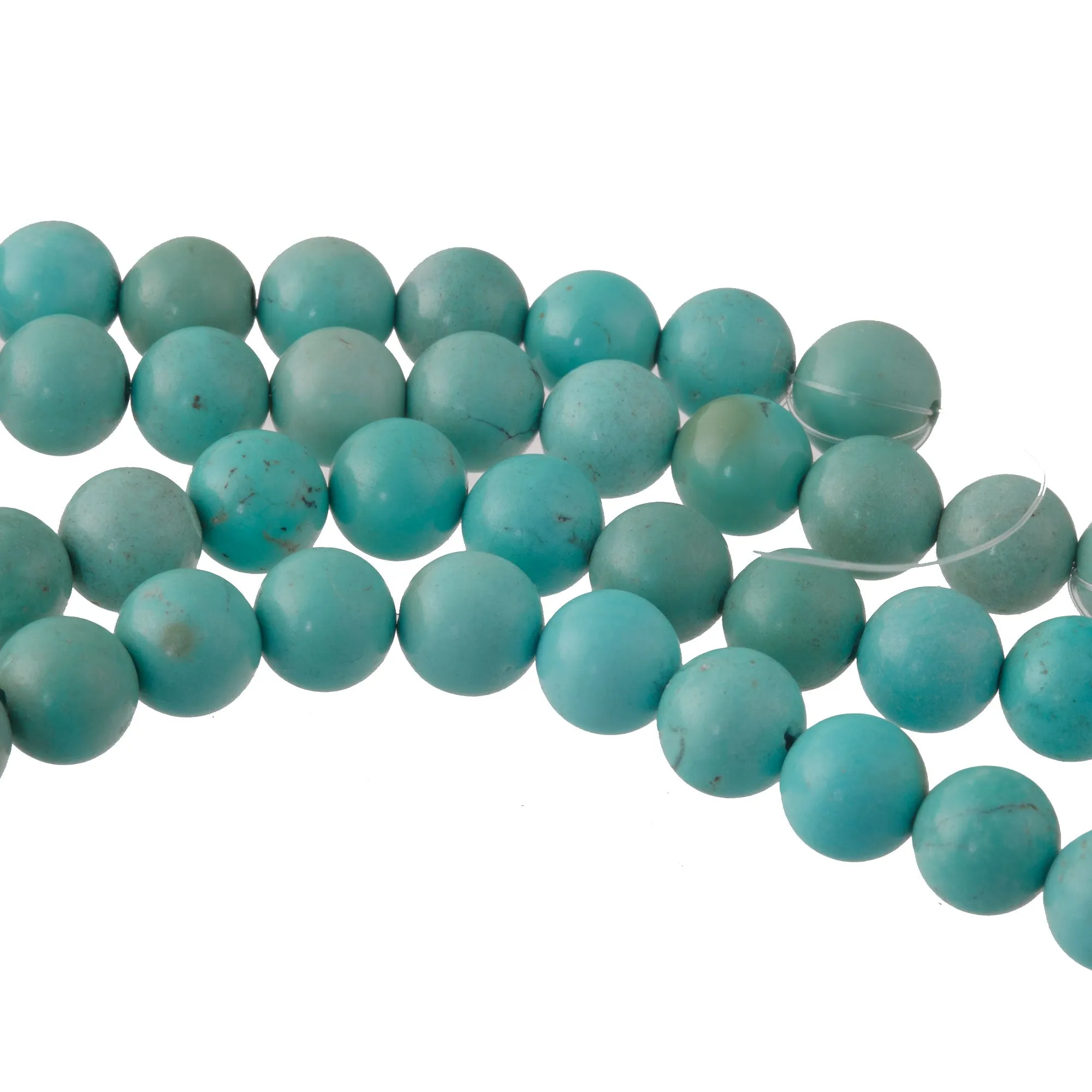 Old stock natural AA quality Hubei turquoise, 9-9.5mm smooth round beads. Pkg2. b4-tur488