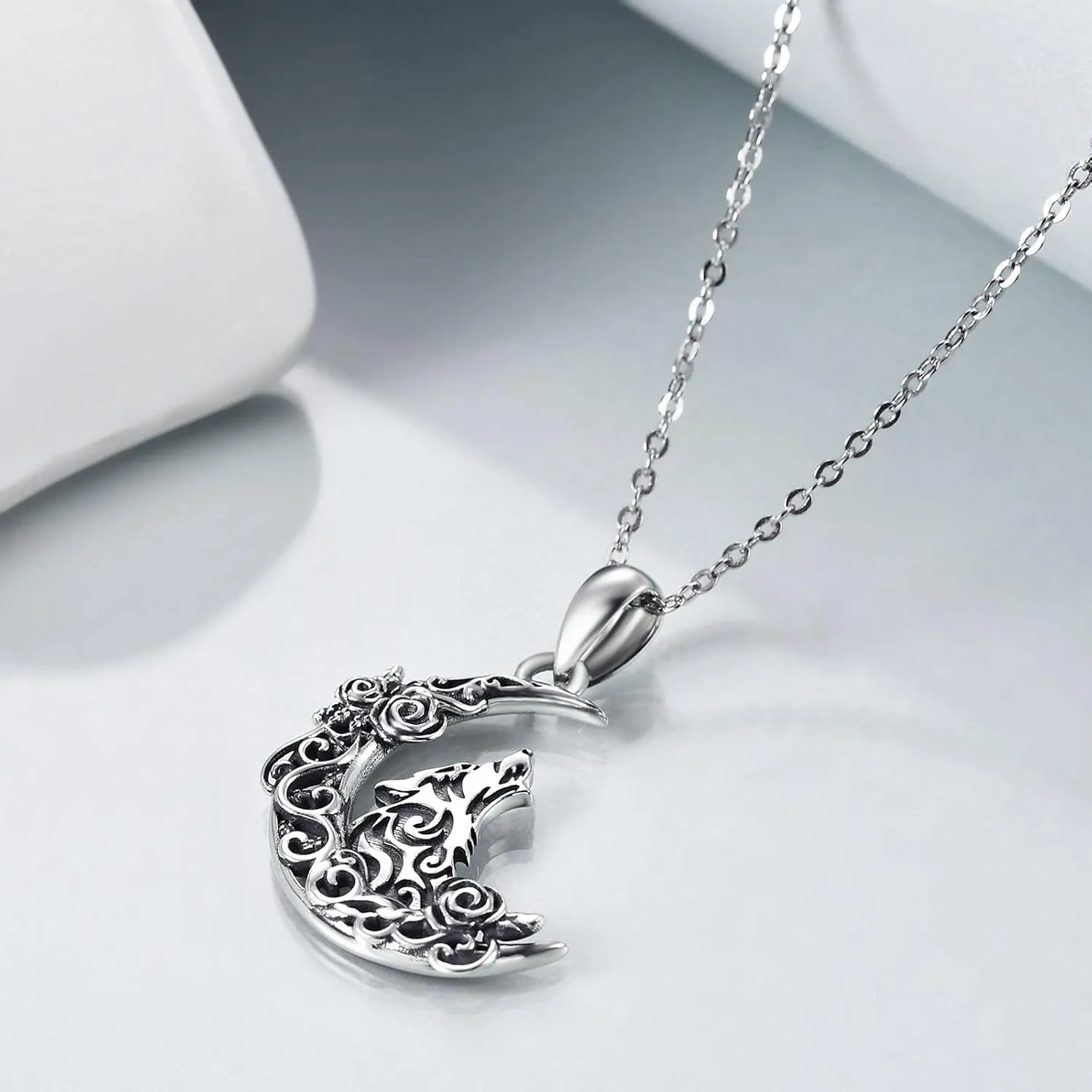 ONEFINITY Raven/Wolf/Dog/Hummingbird/Dragon Necklace Sterling Silver Celtic Knot Irish Lucky Pendant Necklace Jewelry Gifts for Women