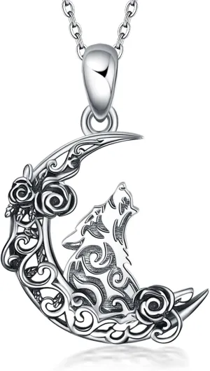 ONEFINITY Raven/Wolf/Dog/Hummingbird/Dragon Necklace Sterling Silver Celtic Knot Irish Lucky Pendant Necklace Jewelry Gifts for Women