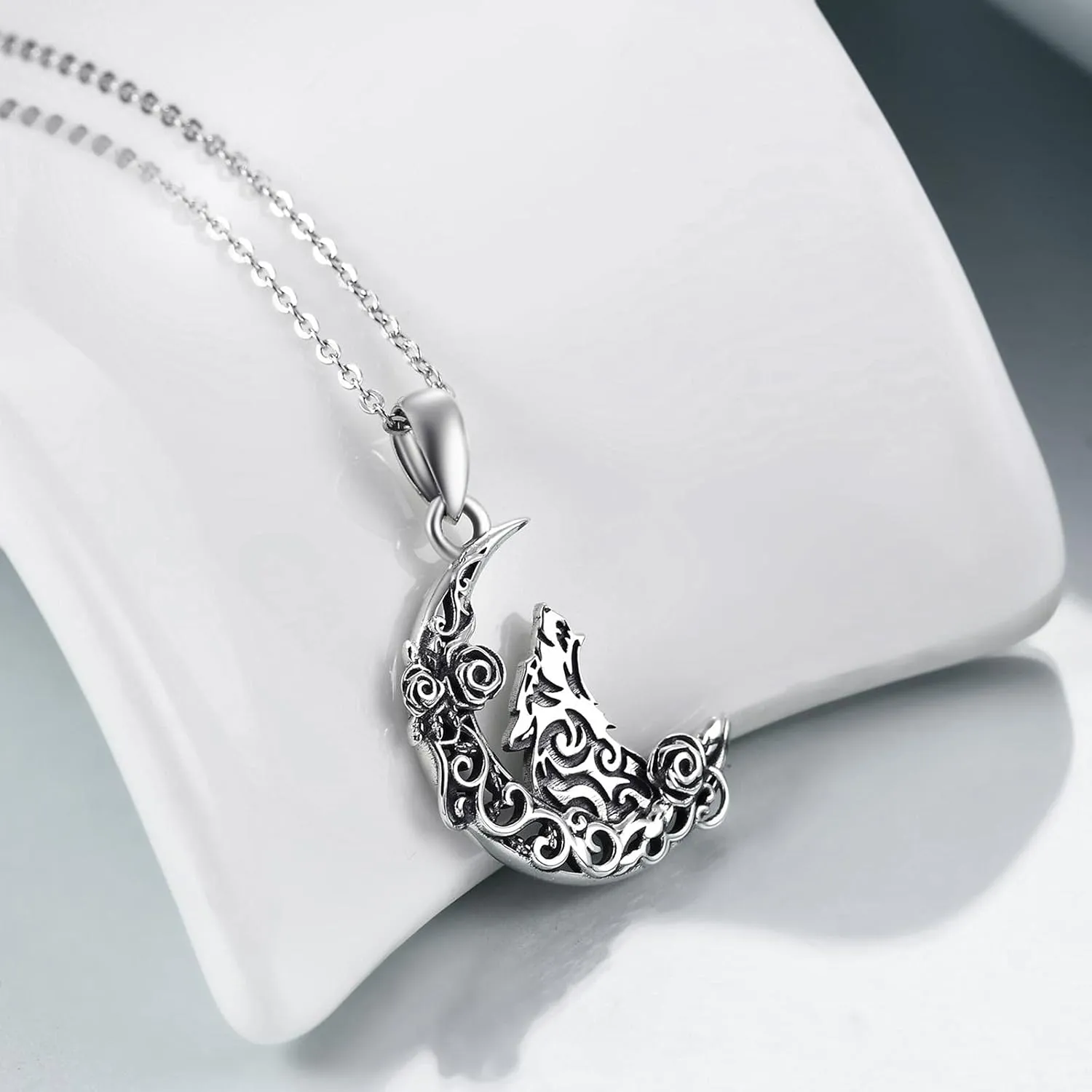 ONEFINITY Raven/Wolf/Dog/Hummingbird/Dragon Necklace Sterling Silver Celtic Knot Irish Lucky Pendant Necklace Jewelry Gifts for Women