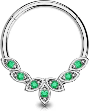 OUFER Septum Rings 16G, 316L Stainless Steel Septum Rings Hoops, Cluster CZ Hinged Segment Daith Helix Piercing Jewelry For Women And Men