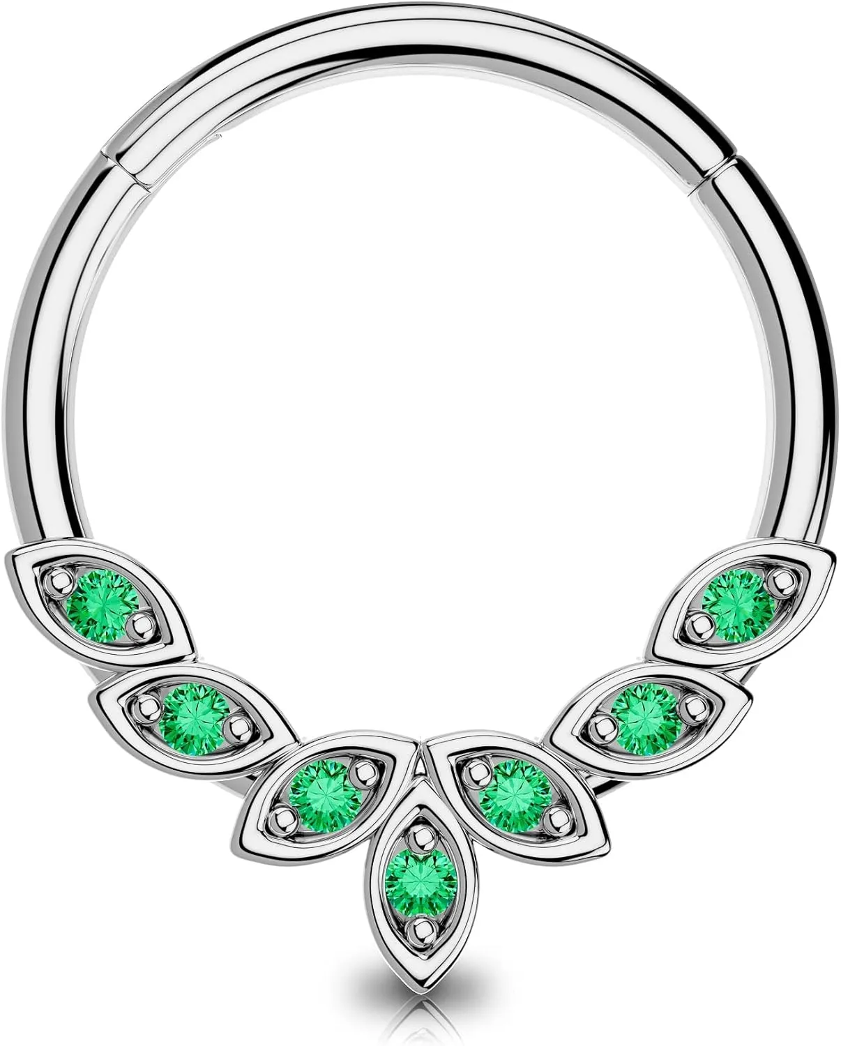 OUFER Septum Rings 16G, 316L Stainless Steel Septum Rings Hoops, Cluster CZ Hinged Segment Daith Helix Piercing Jewelry For Women And Men