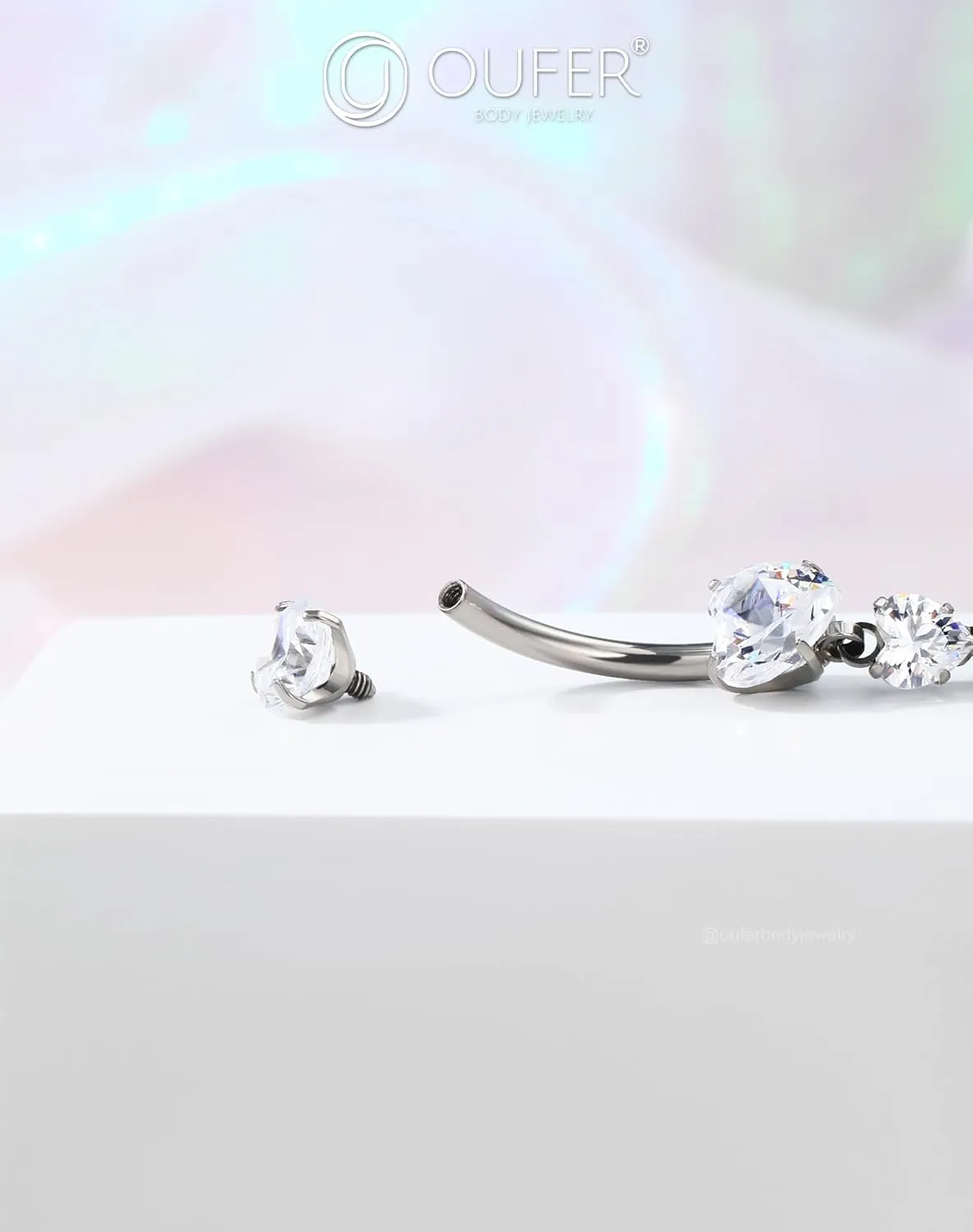 OUFER Titanium Belly Button Rings, Heart Belly Rings Dangling, Internally Threaded Belly Button Piercings, Long Dangle Navel Piercing Jewelry, Belly Rings for Women