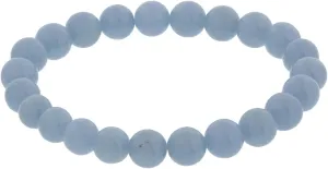 Pachamama Essentials Angelite Natural Gemstone Bracelet 7-7.5 In Stretch Gems Stones 8mm Round - Beads Healing Crystals Quartz - Chakra Bracelet (Angelite)