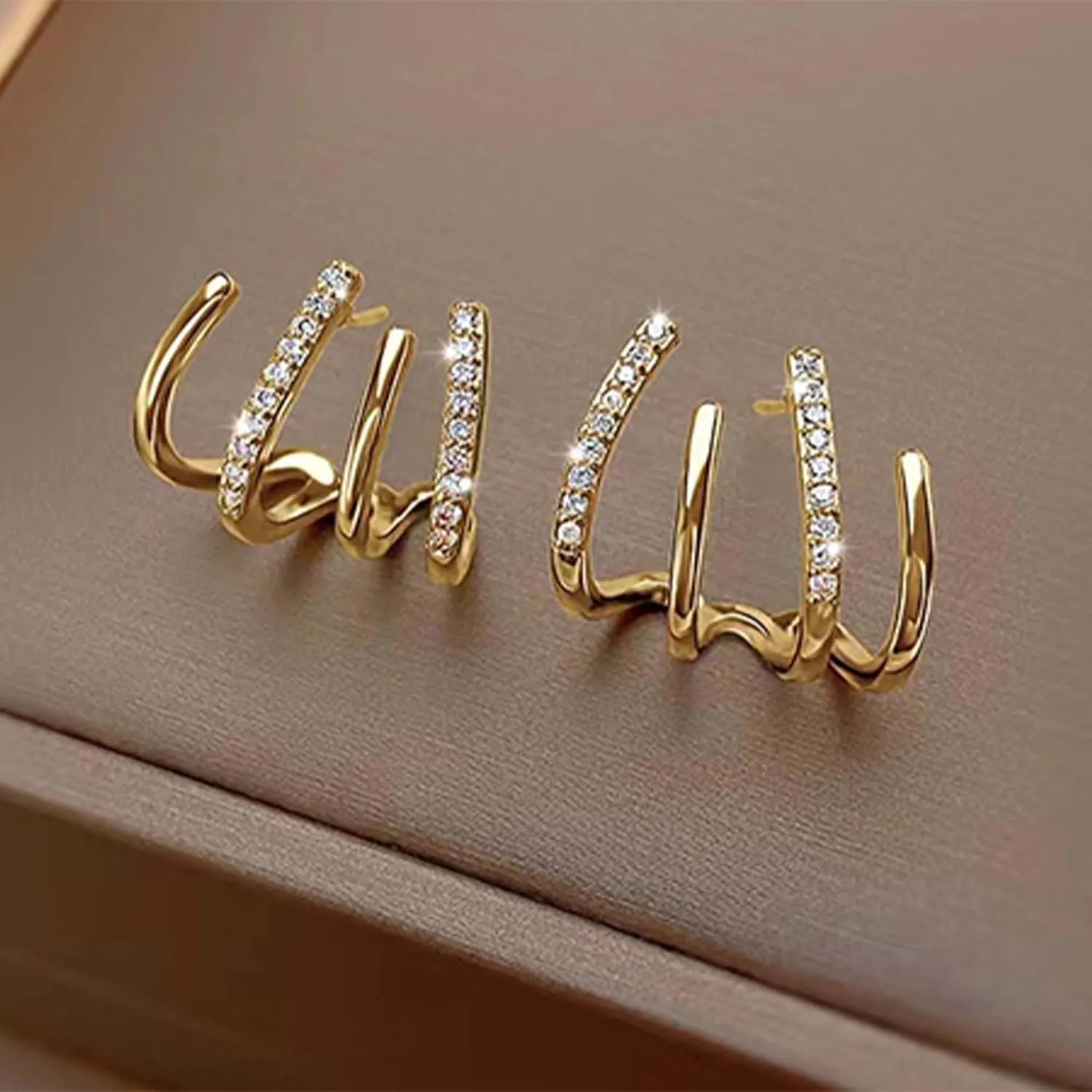PANSHI Sterling Silver Post Earrings Silver Hoop Earrings for Women Trendy Stud Huggie Claw Earrings Cuff Hypoallergenic Jewelry Gifts