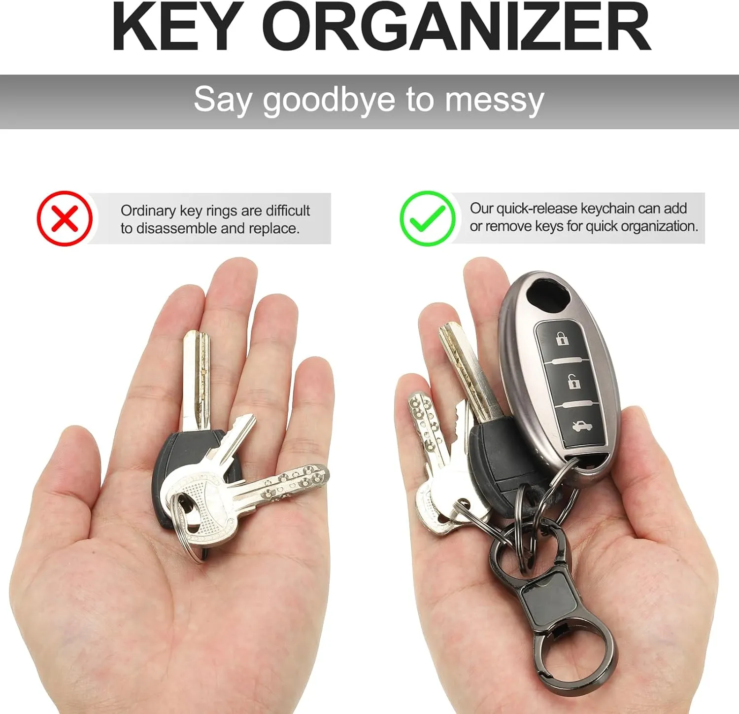 PATIKIL Key Chains for Car, Quick Release Keyring Heavy Duty Keychain with 8 Key Rings Detachable Car Keychains
