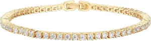PAVOI 14K Gold Plated Cubic Zirconia Classic Tennis Bracelet | Gold Bracelets for Women | 4mm CZ, Size 6.5-7.5 Inch