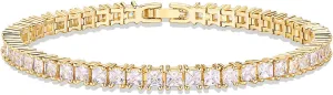 PAVOI 14K Gold Plated Cubic Zirconia Classic Tennis Bracelet | Gold Bracelets for Women | 4mm CZ, Size 6.5-7.5 Inch