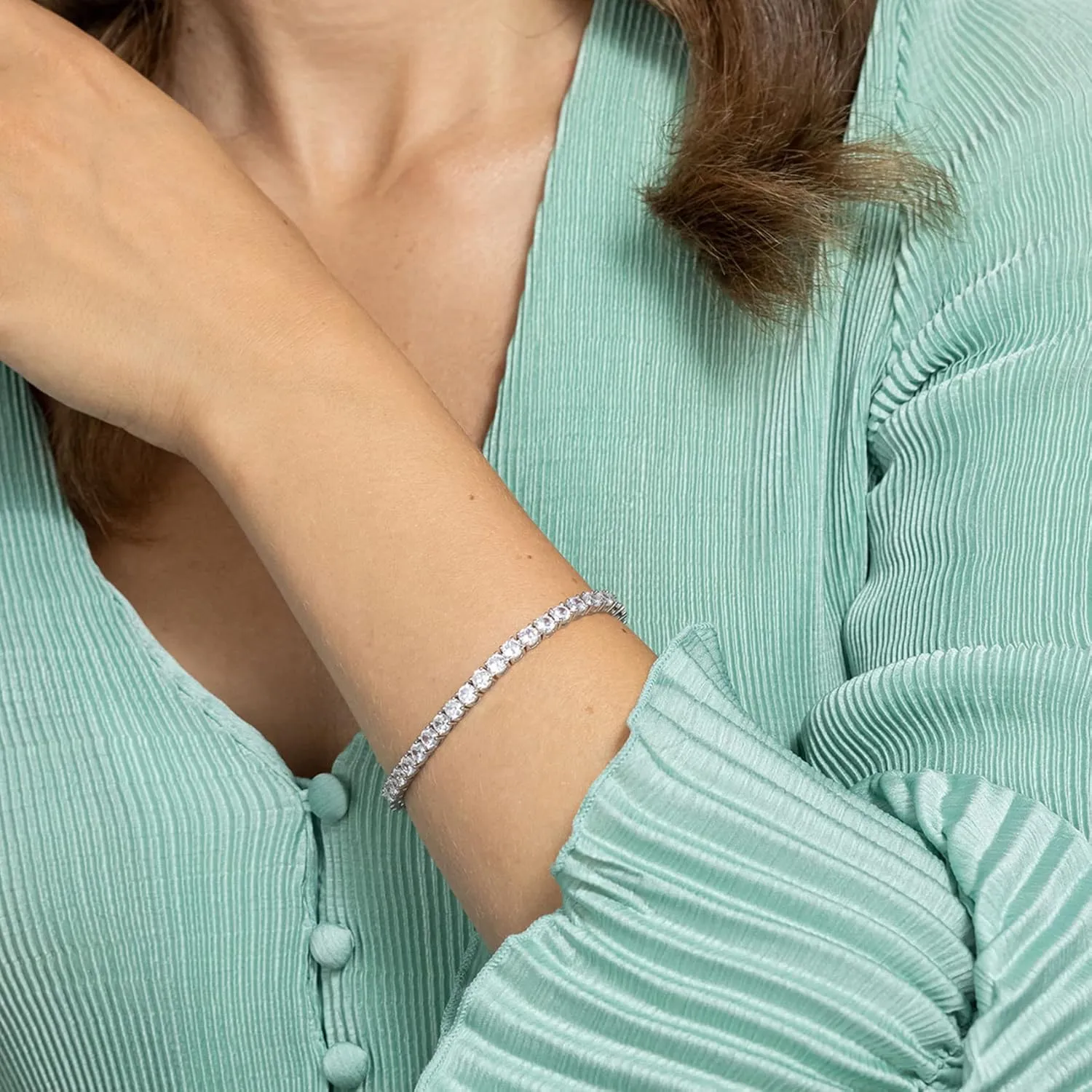 PAVOI 14K Gold Plated Cubic Zirconia Classic Tennis Bracelet | Gold Bracelets for Women | 4mm CZ, Size 6.5-7.5 Inch