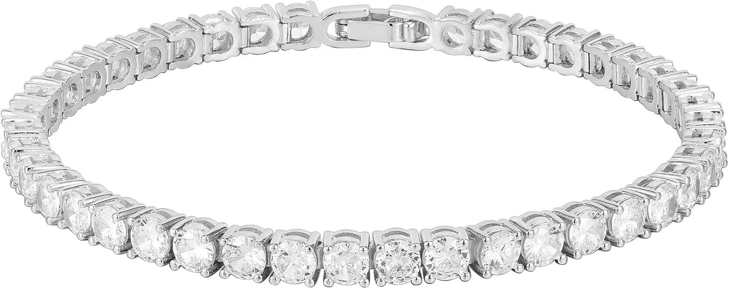 PAVOI 14K Gold Plated Cubic Zirconia Classic Tennis Bracelet | Gold Bracelets for Women | 4mm CZ, Size 6.5-7.5 Inch