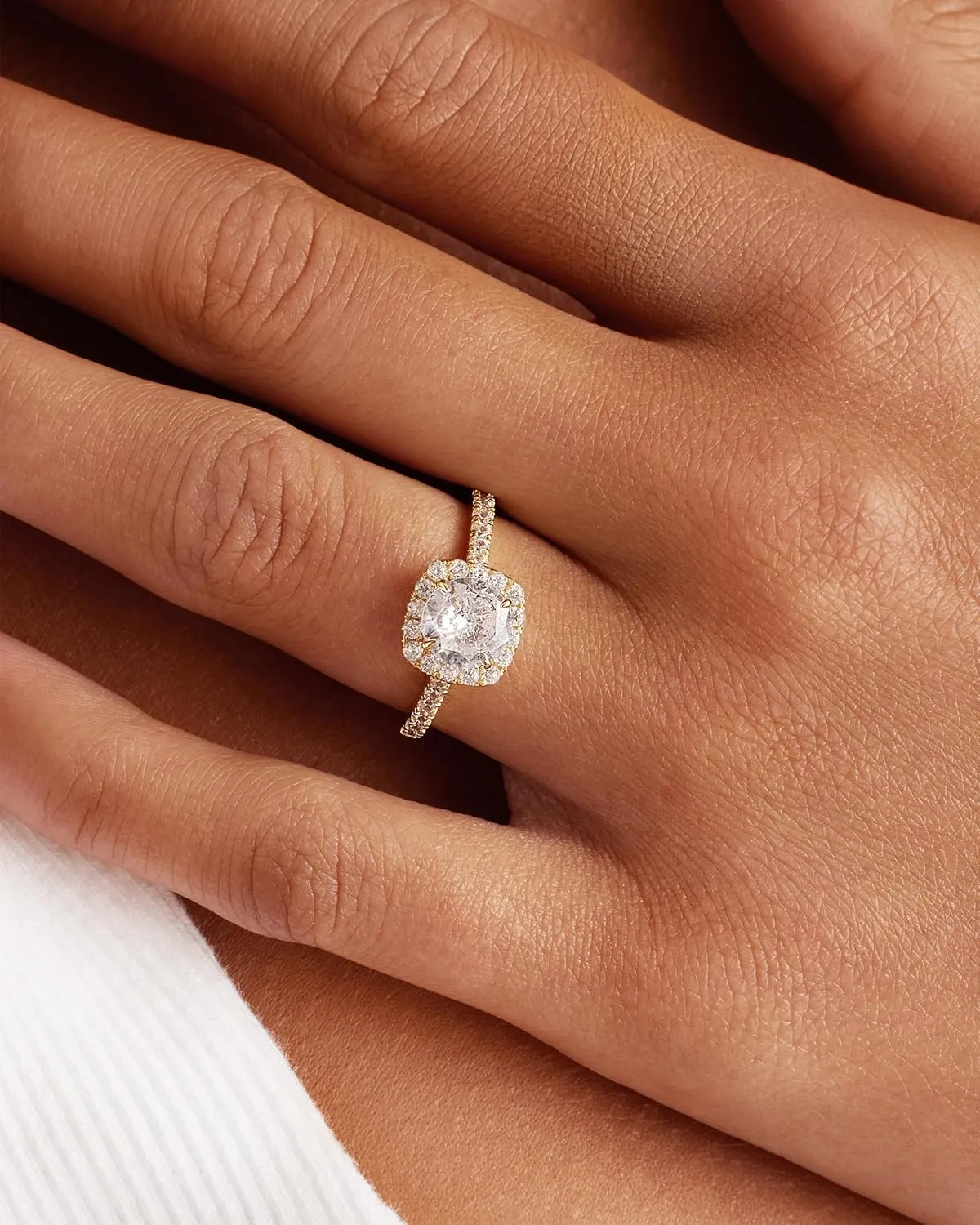 PAVOI 14K Gold Plated Square Halo Engagement Rings | Premium Cubic Zirconia Promise Eternity Ring for Women | Wedding Bands