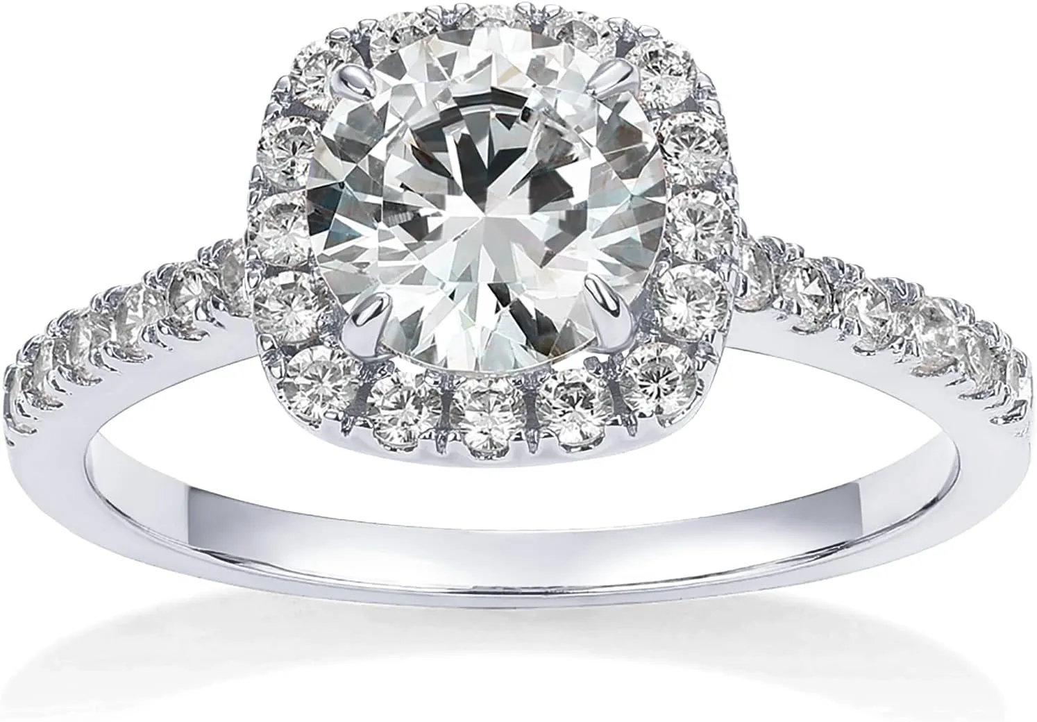 PAVOI 14K Gold Plated Square Halo Engagement Rings | Premium Cubic Zirconia Promise Eternity Ring for Women | Wedding Bands