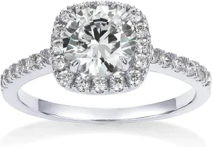 PAVOI 14K Gold Plated Square Halo Engagement Rings | Premium Cubic Zirconia Promise Eternity Ring for Women | Wedding Bands